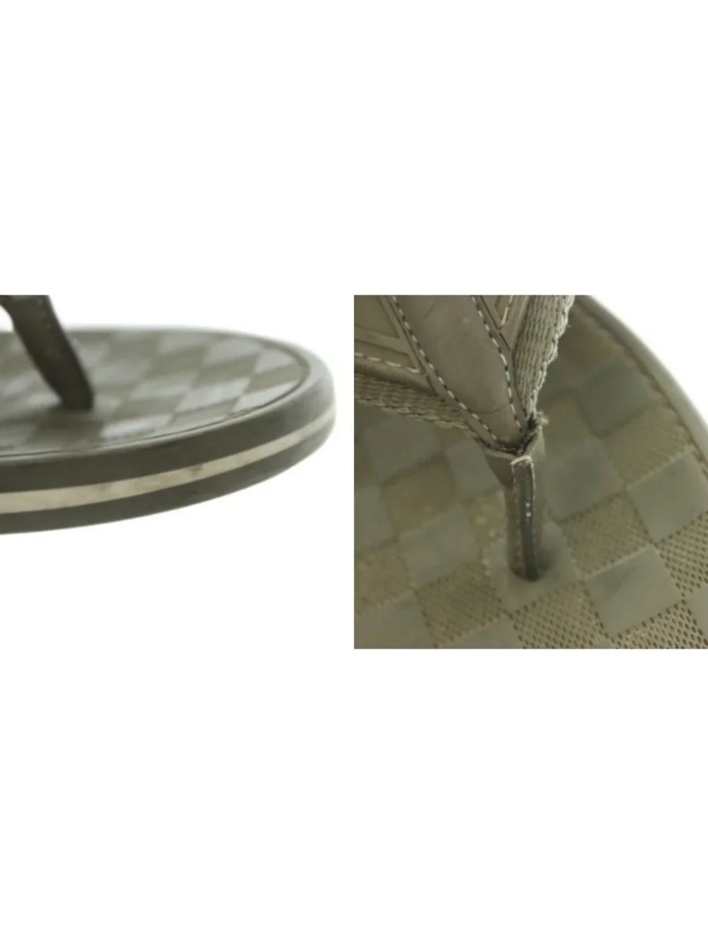 Louis Vuitton Beach Sandals Tong Damier Pattern 5 Khaki